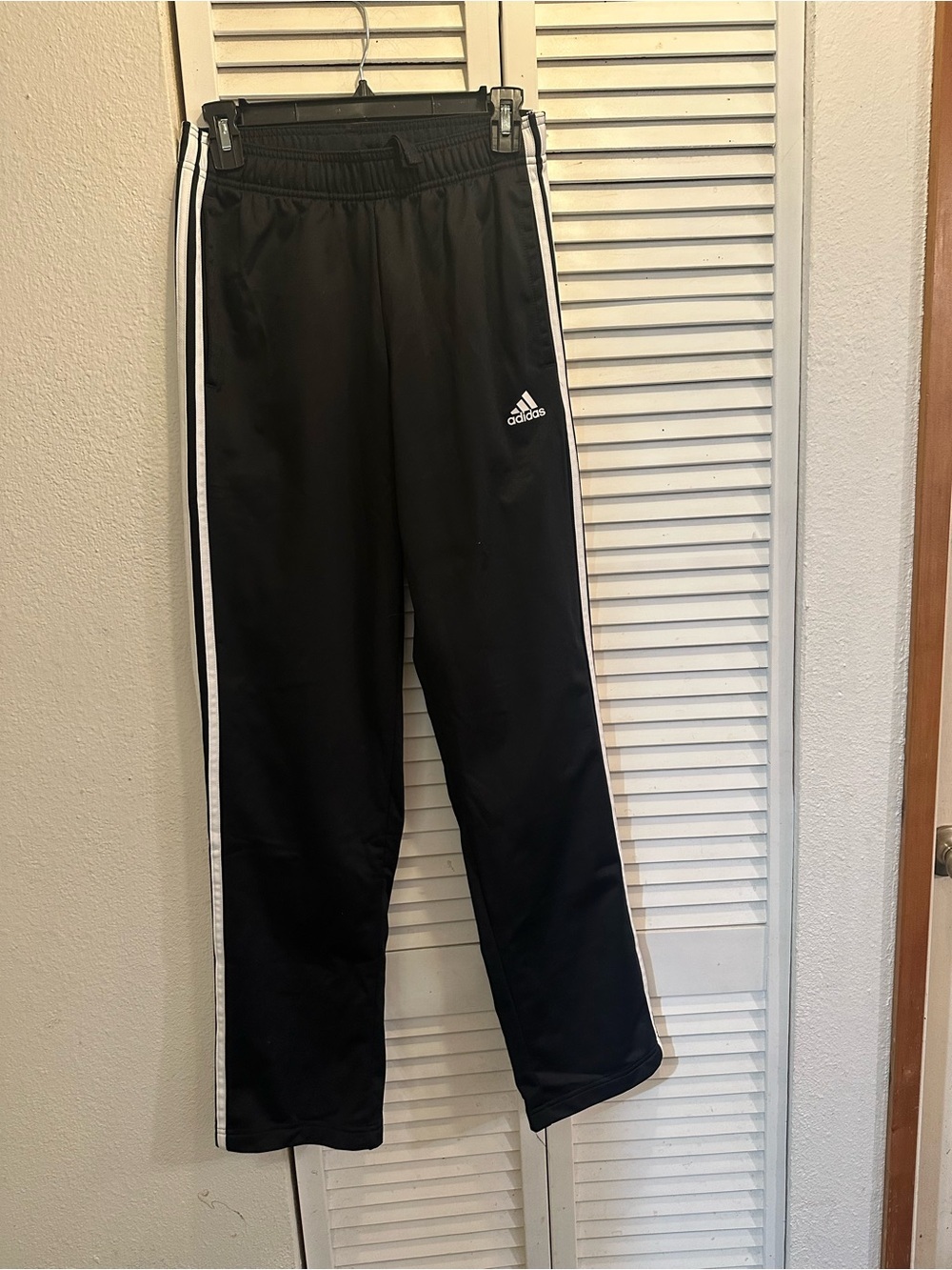 adidas Black Sweatpants with White Side Stripes - Kids